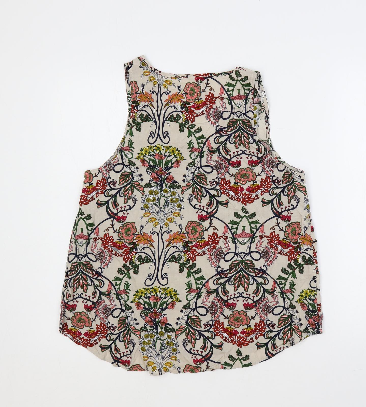 Fun2Fun Womens Multicoloured Floral Viscose Basic Blouse Size L V-Neck