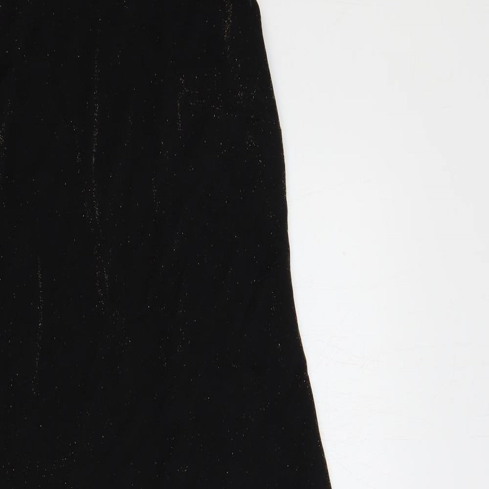 BHS Womens Black Nylon A-Line Size 14 Boat Neck - Glitter