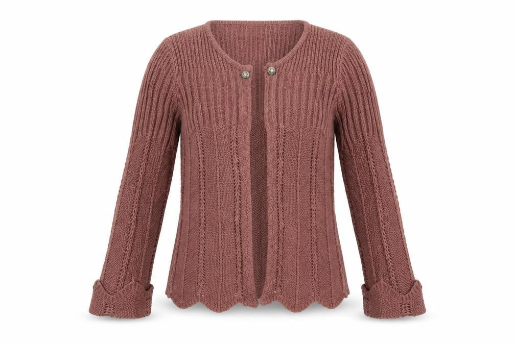 Alexara Womens Pink Round Neck Acrylic Cardigan Jumper Size M - Open