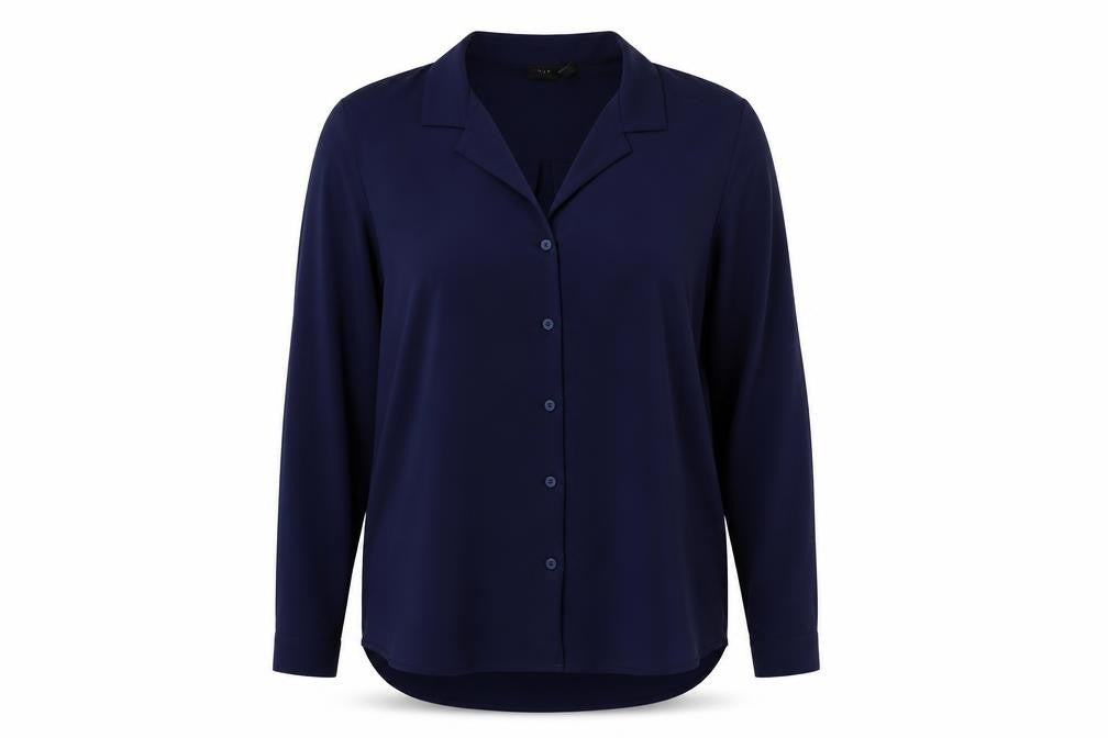 Edit Or's Cut Womens Blue Polyester Basic Button-Up Size 12 Collared