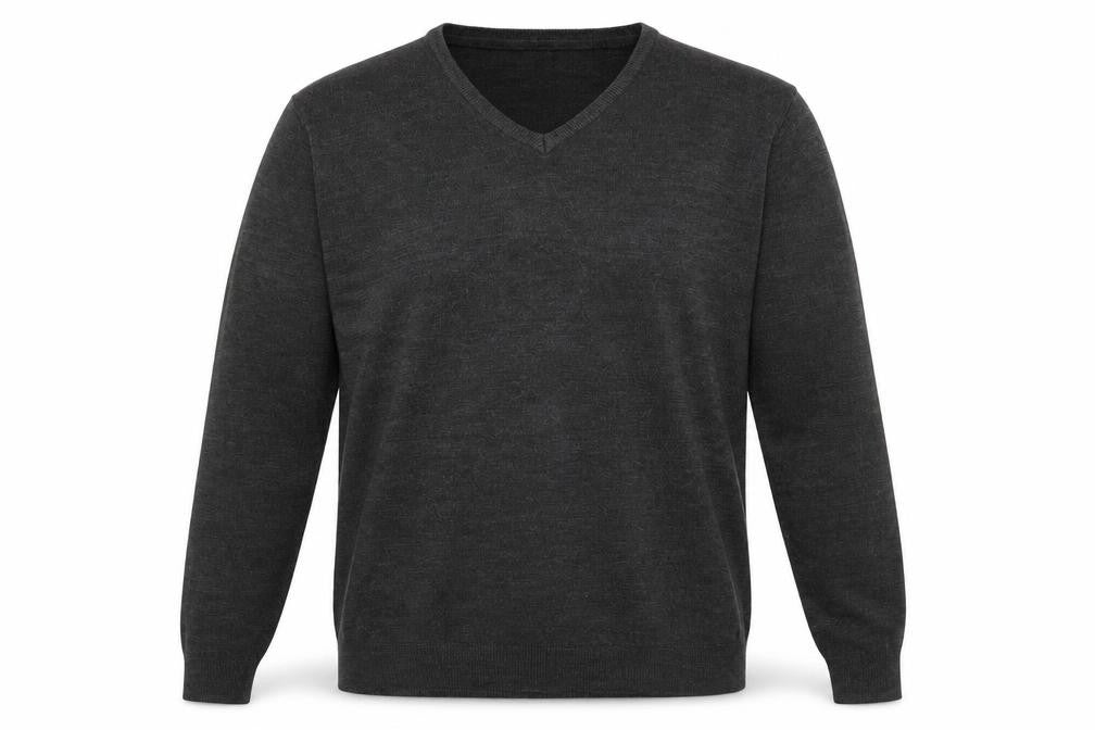 Marks & Spencer Mens Grey V-Neck Acrylic Pullover Jumper Size XL Long Sleeve
