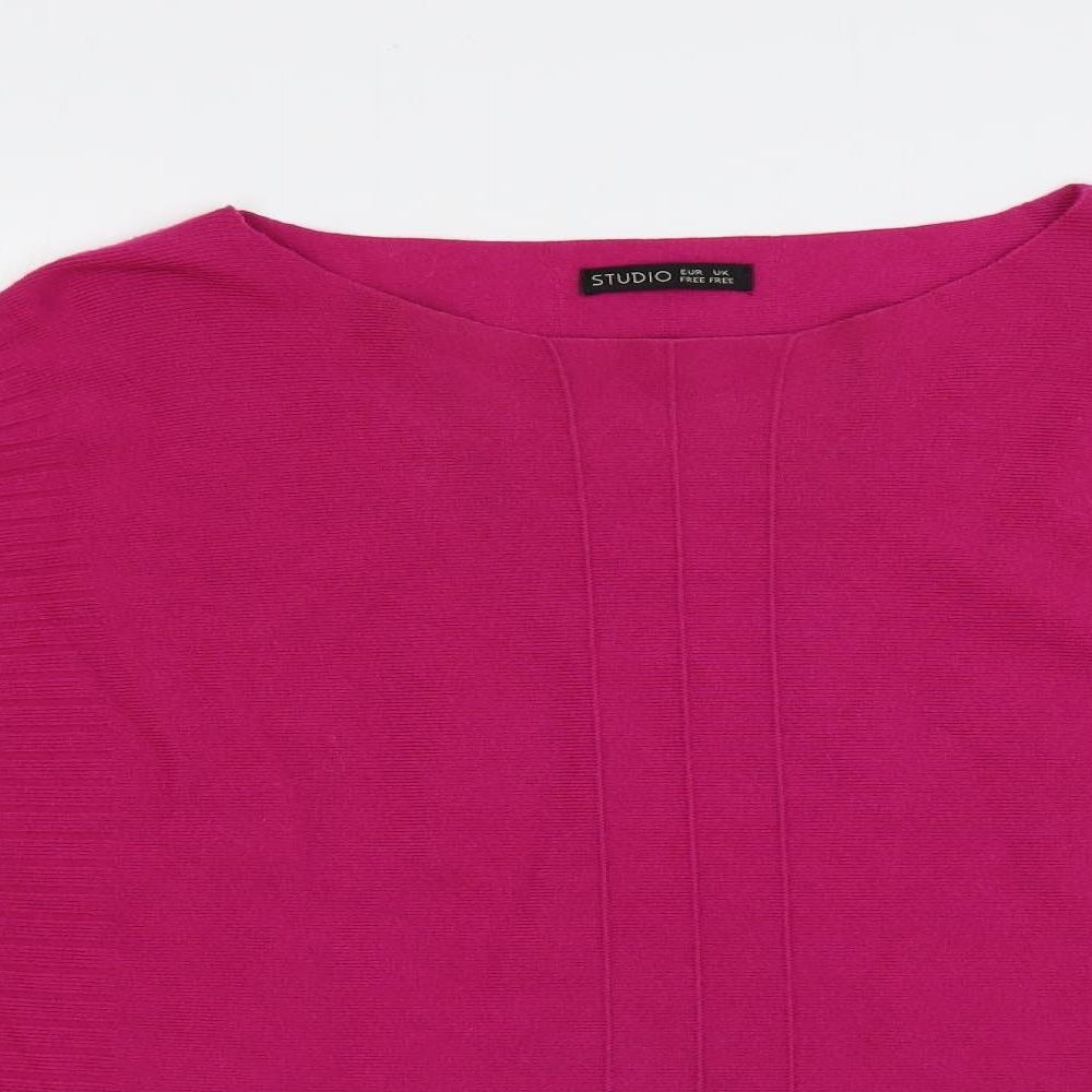 Studio Womens Pink Boat Neck Viscose Pullover Jumper One Size