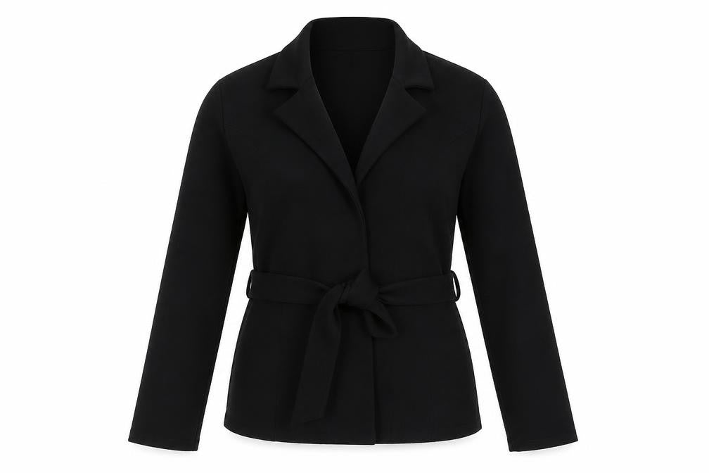 PRETTYLITTLETHING Womens Black Polyester Basic Blouse Size 10 V-Neck - Belted