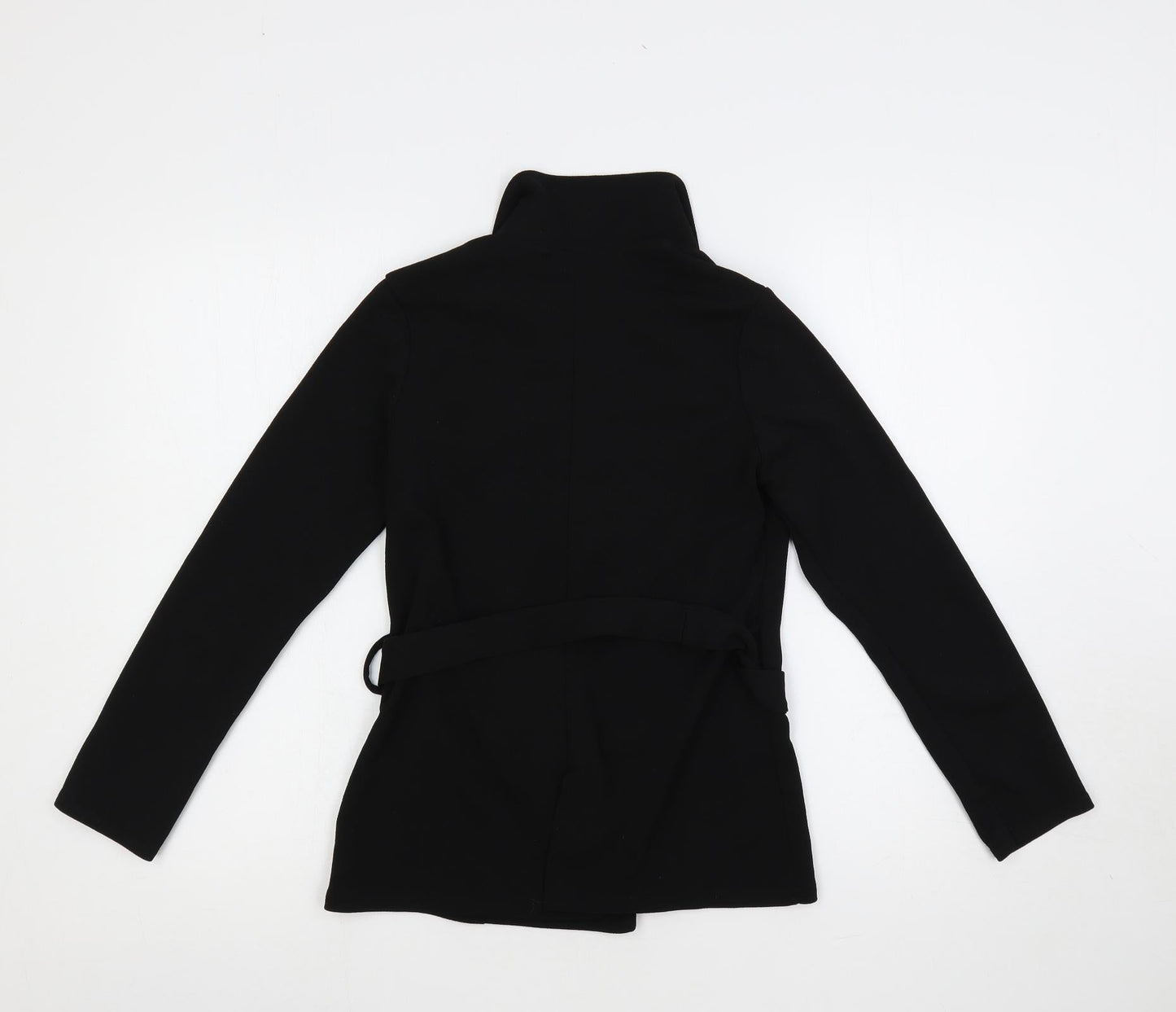 PRETTYLITTLETHING Womens Black Polyester Basic Blouse Size 10 V-Neck - Belted
