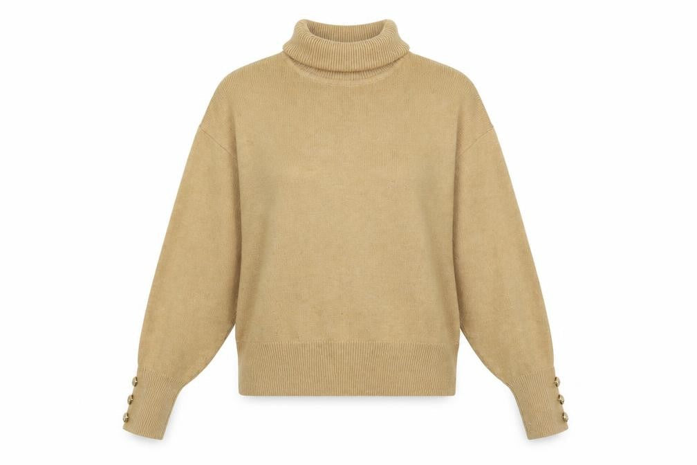 H&M Womens Beige Roll Neck Polyester Pullover Jumper Size XS