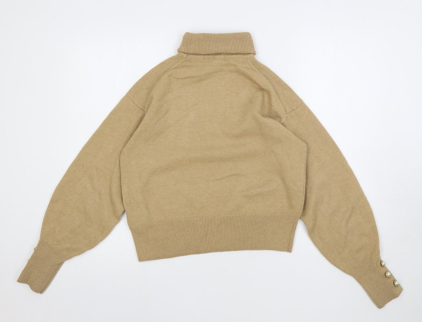 H&M Womens Beige Roll Neck Polyester Pullover Jumper Size XS