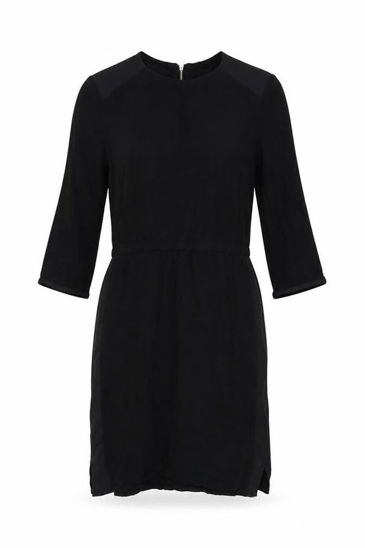 H&M Womens Black Viscose Shift Size 10 Boat Neck Zip