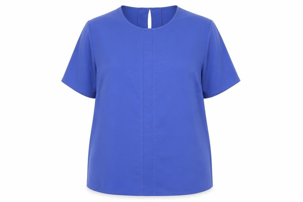 ELVI Womens Blue Polyester Basic Blouse Size 18 Round Neck