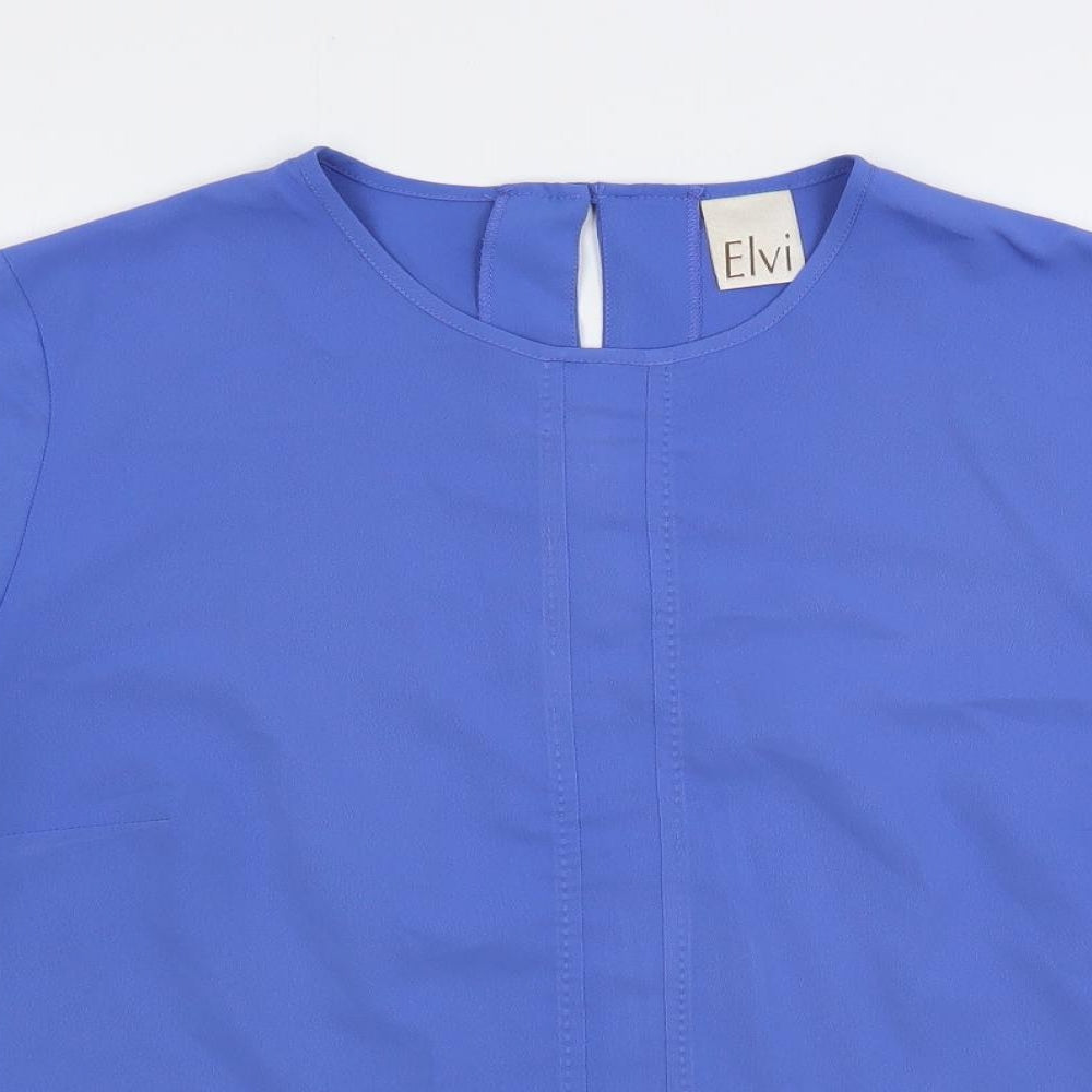 ELVI Womens Blue Polyester Basic Blouse Size 18 Round Neck
