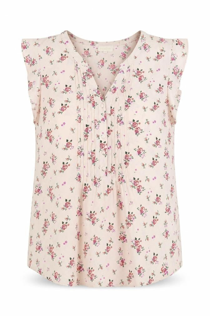 ModCloth Womens Pink Floral Polyester Basic Blouse Size XL V-Neck