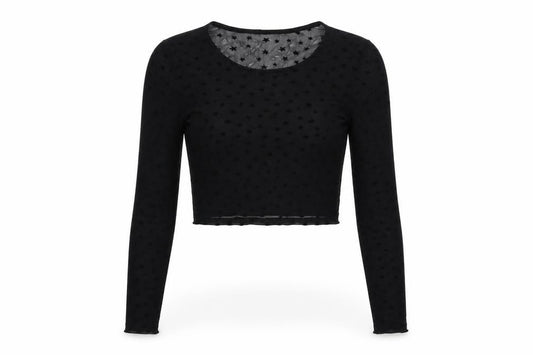 Hollister Womens Black Geometric Polyester Cropped Blouse Size XS Round Neck - Stars