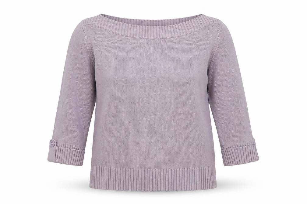 Marks & Spencer Womens Purple Boat Neck Cotton Pullover Jumper Size L