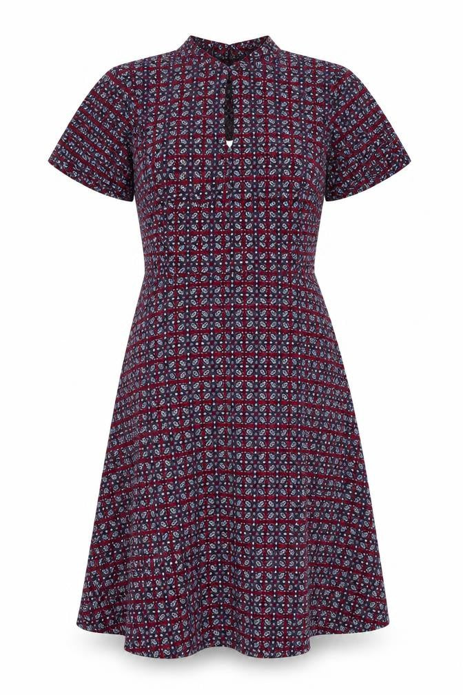 JustFab Womens Red Geometric Polyester A-Line Size XL Mock Neck Zip - Open Back