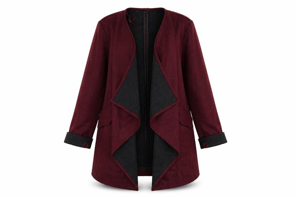 Red Herring Womens Red Overcoat Coat Size 12 - Waterfall front