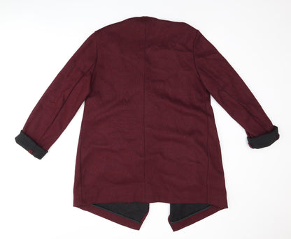 Back view of Red Herring women’s red overcoat coat, size UK 12, - waterfall front