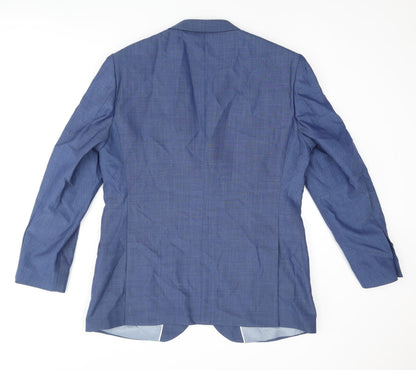 Back view of French Connection men’s blue polyester jacket suit jacket, size 44, regular