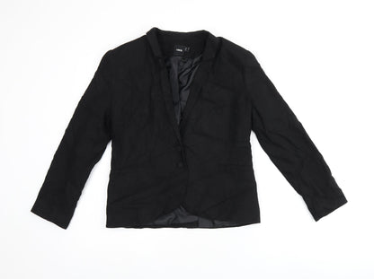 Additional front view of ASOS women’s black linen jacket blazer, size UK 10