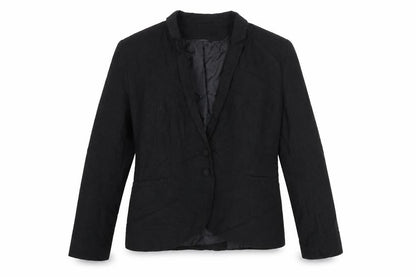 Front view of ASOS women’s black linen jacket blazer, size UK 10