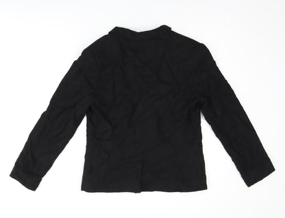 Back view of ASOS women’s black linen jacket blazer, size UK 10