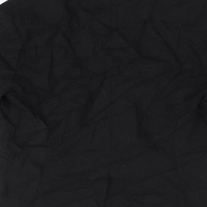 Brand and care label for ASOS women’s black linen jacket blazer, size UK 10