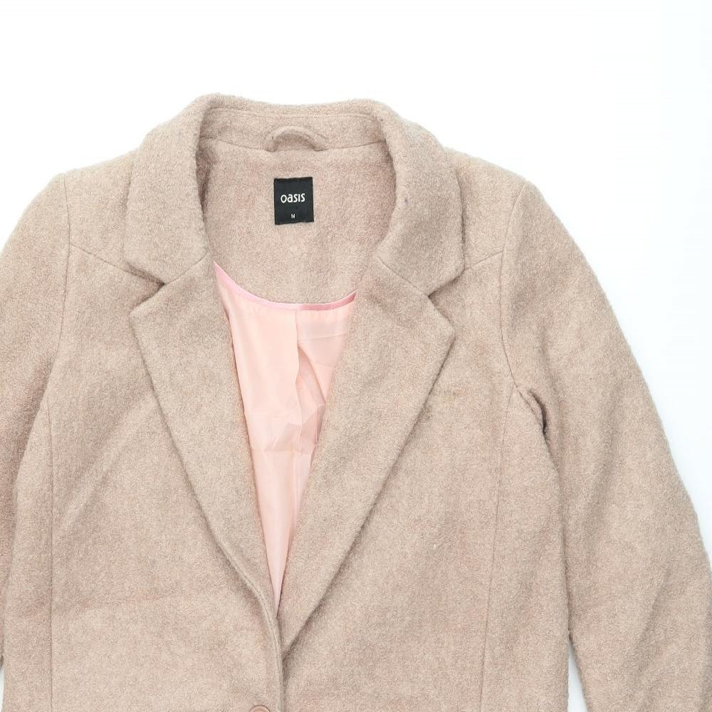 Oasis Womens Pink Overcoat Coat Size M Button