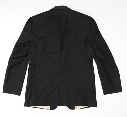 John Lewis Mens Black Wool Jacket Suit Jacket Size 40 Regular - Five-Button Sleeve