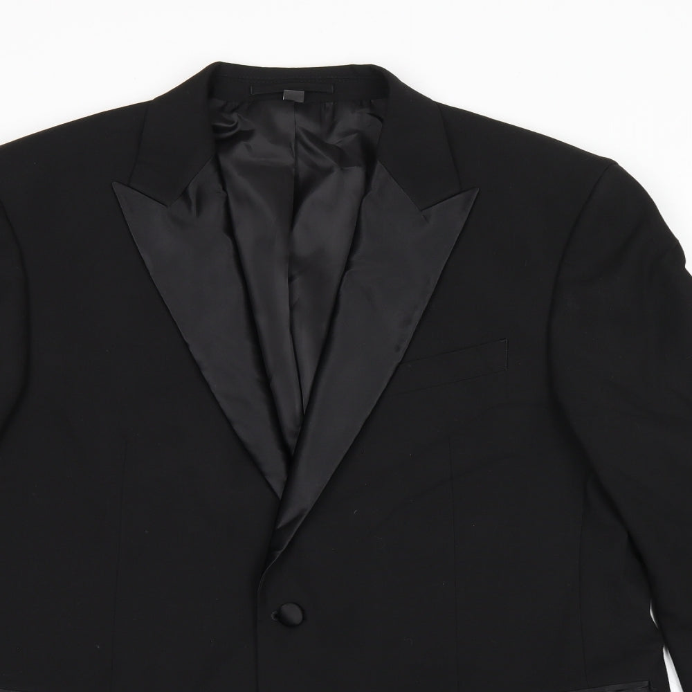Marks and Spencer Mens Black Polyester Jacket Suit Size 42 Regular