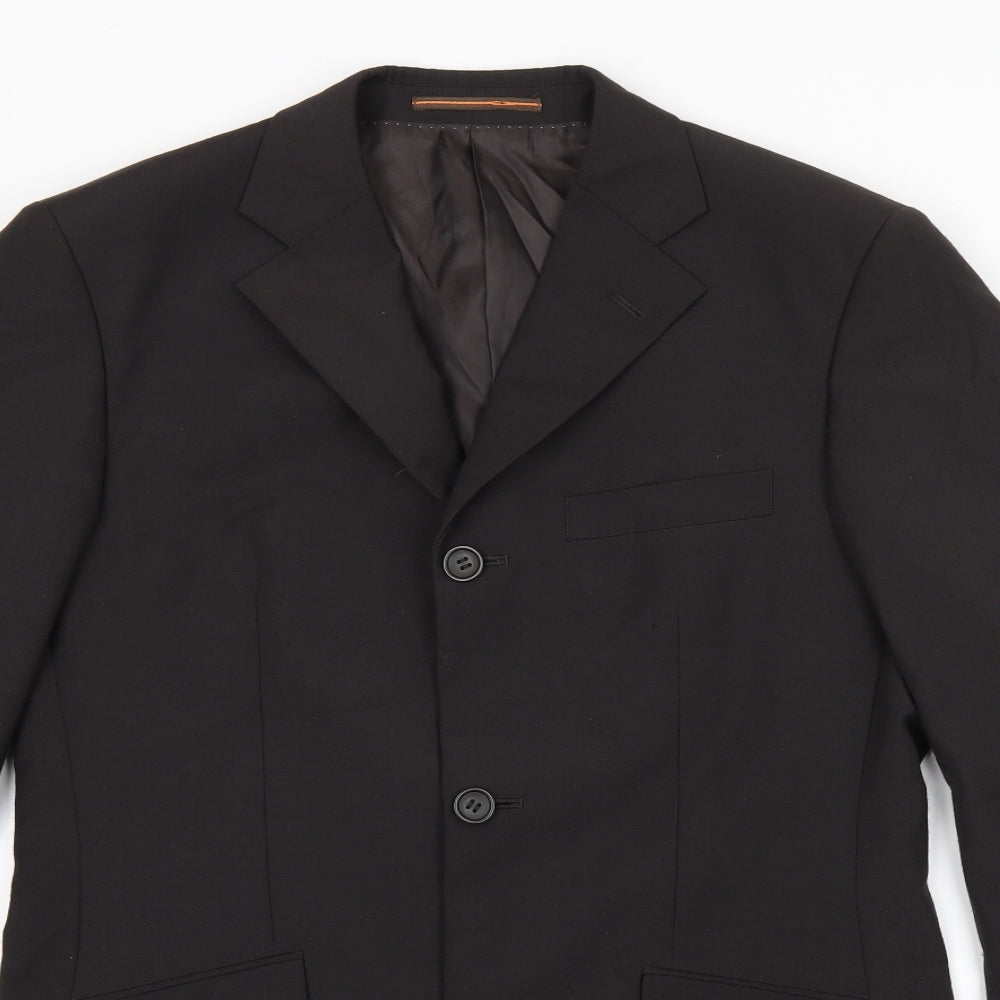 Topman Mens Black Polyester Jacket Suit Jacket Size 38 Regular