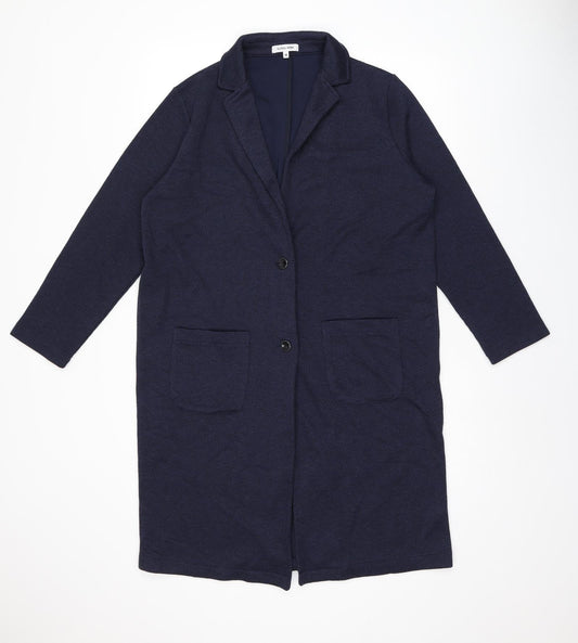 Global Work Womens Blue Overcoat Coat Size M Button