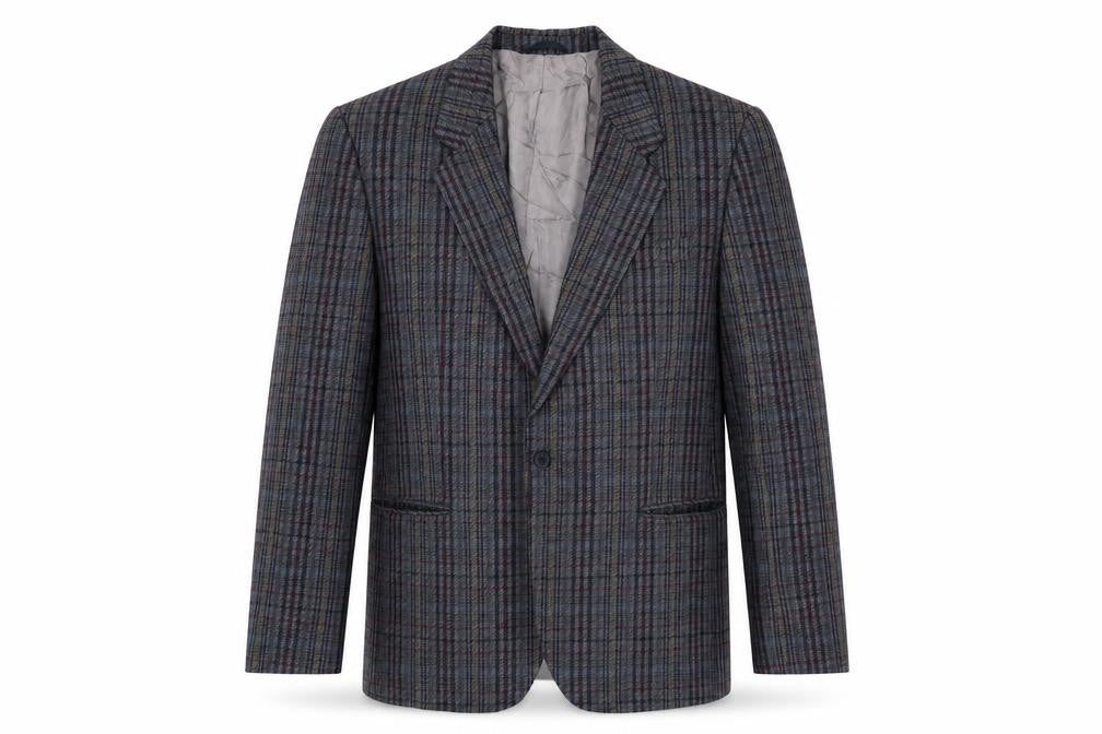 Toscana Mens Grey Plaid Wool Jacket Suit Jacket Size 46 Regular