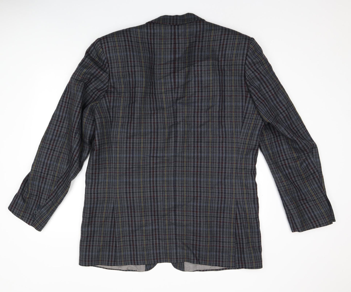 Toscana Mens Grey Plaid Wool Jacket Suit Jacket Size 46 Regular