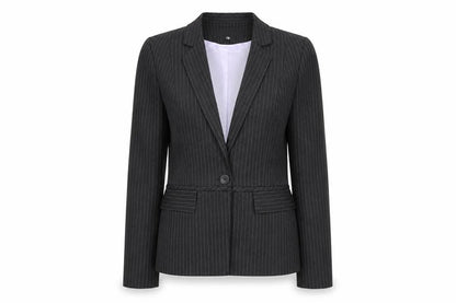 Warehouse Womens Black Striped Polyester Jacket Suit Jacket Size 12