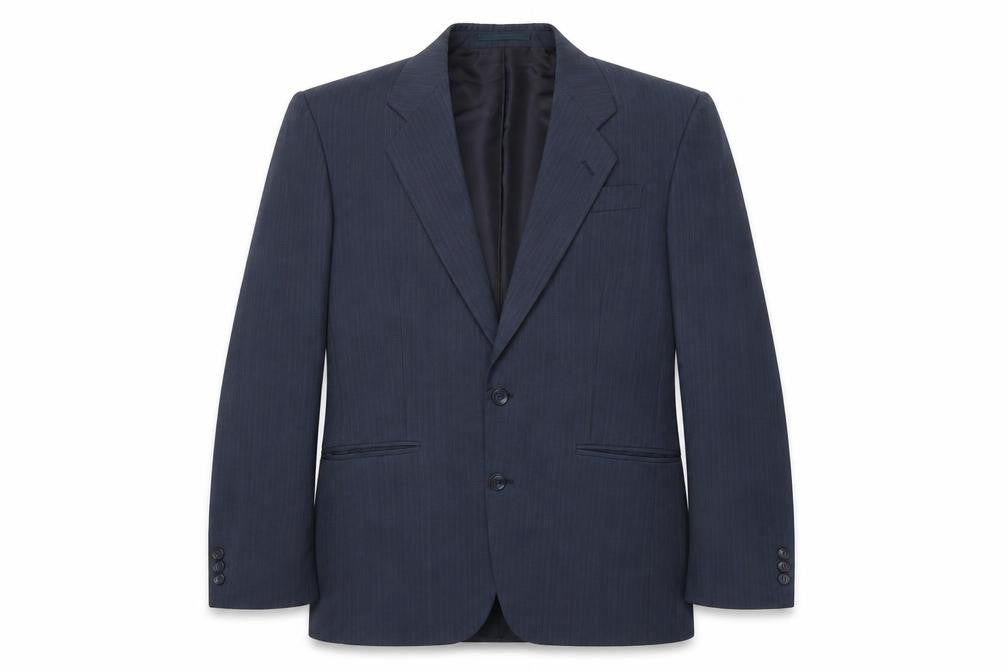 Greenwoods Mens Blue Striped Polyester Jacket Suit Jacket Size 38 Regular