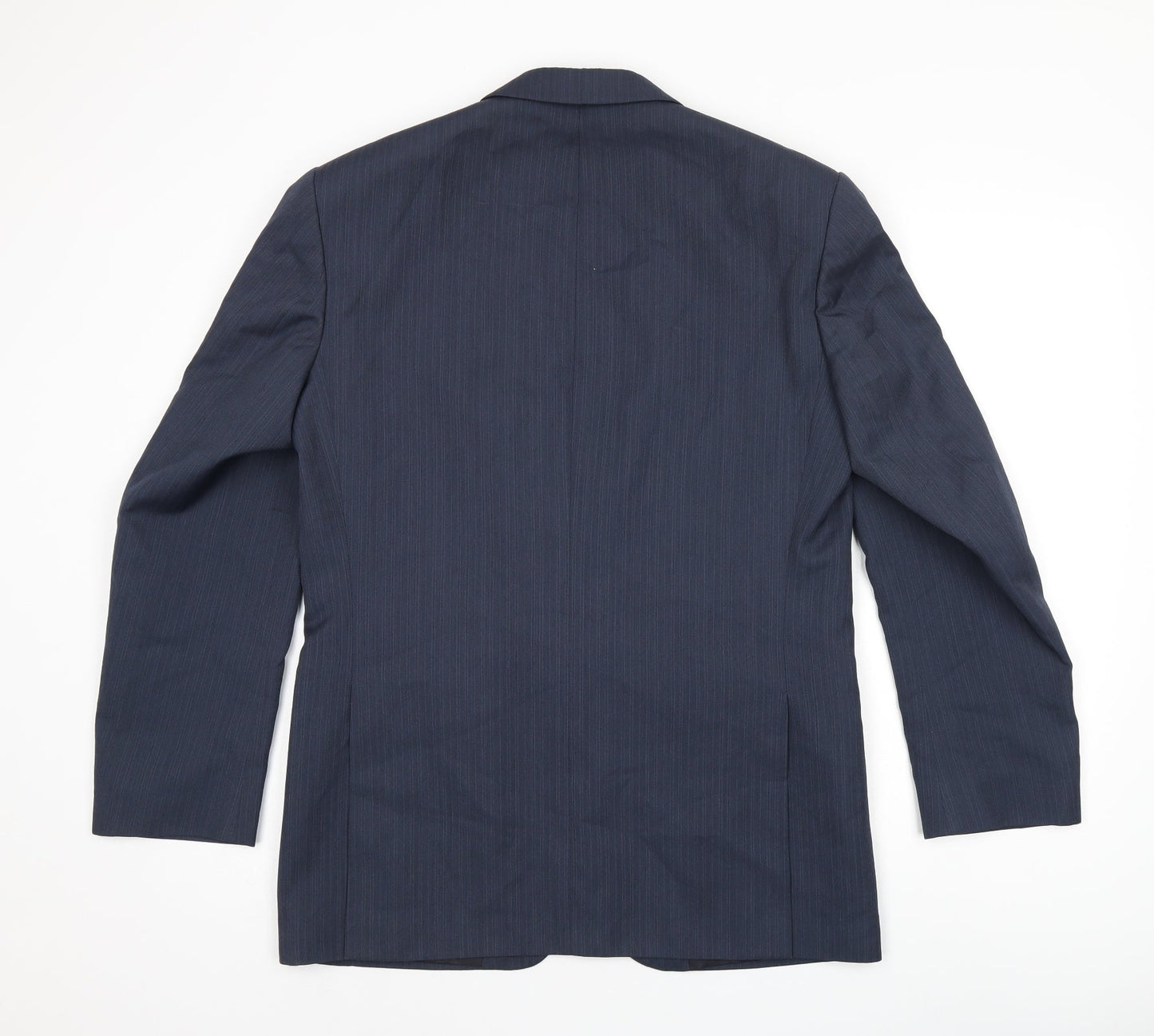 Greenwoods Mens Blue Striped Polyester Jacket Suit Jacket Size 38 Regular