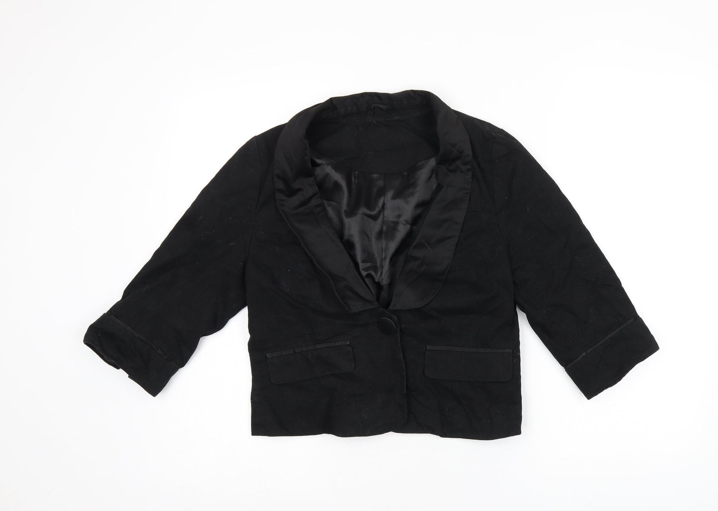 New Look Womens Black Jacket Blazer Size 12 Button