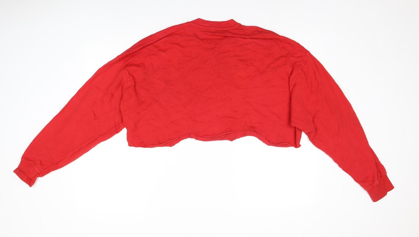 Zara Womens Red Cotton Pullover Sweatshirt Size S Pullover - Cropped, Sunset Chasers