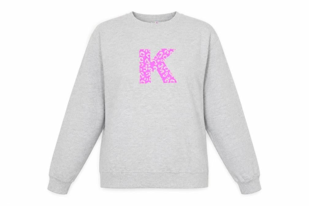 Neon Marl Womens Grey Cotton Pullover Sweatshirt Size XL Pullover - Animal Print Neon Graphic