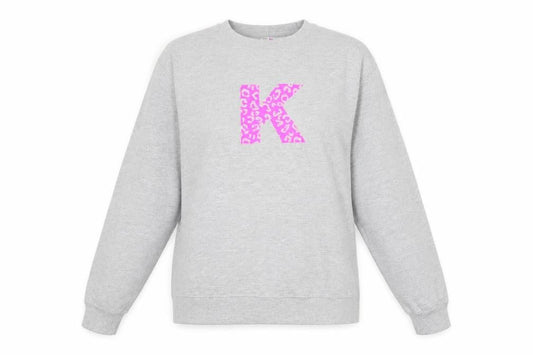 Neon Marl Womens Grey Cotton Pullover Sweatshirt Size XL Pullover - Animal Print Neon Graphic