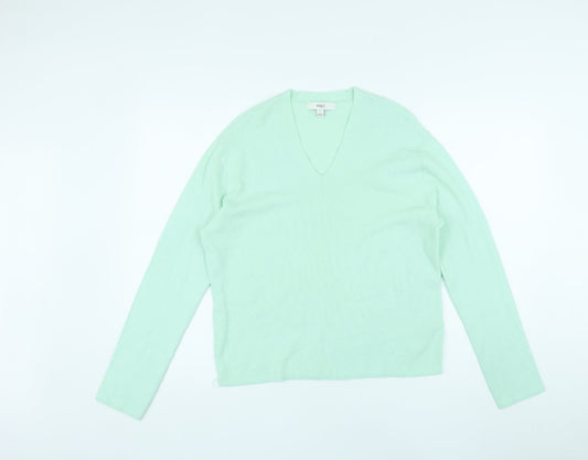 Marks and Spencer Womens Green V-Neck Viscose Pullover Jumper Size S
