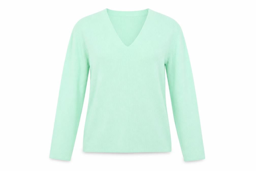 Marks & Spencer Womens Green V-Neck Viscose Pullover Jumper Size S