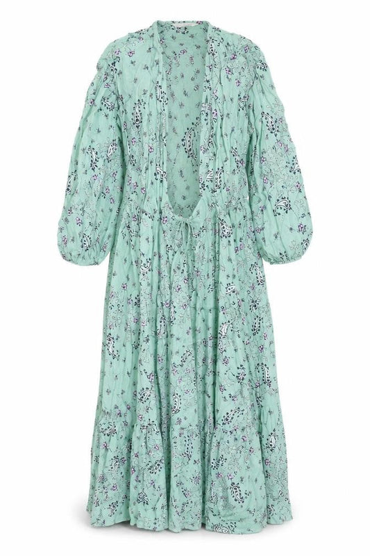 Per Una Womens Green Floral Viscose Kaftan Size 8 V-Neck Button