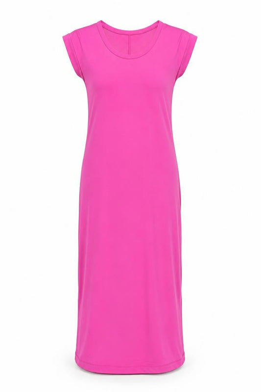 Marks & Spencer Womens Pink Polyester Maxi Size 8 Round Neck Pullover - Side Slits