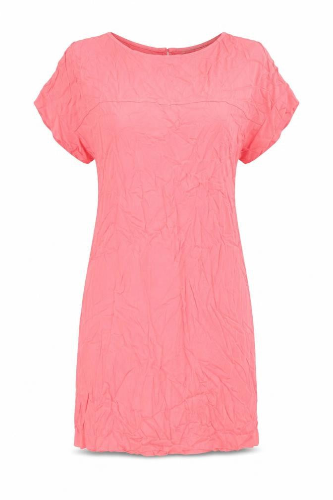 Marks & Spencer Womens Pink Viscose Shirt Dress Size 12 Round Neck Pullover