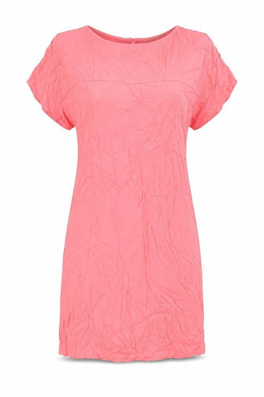 Marks & Spencer Womens Pink Viscose Shirt Dress Size 12 Round Neck Pullover