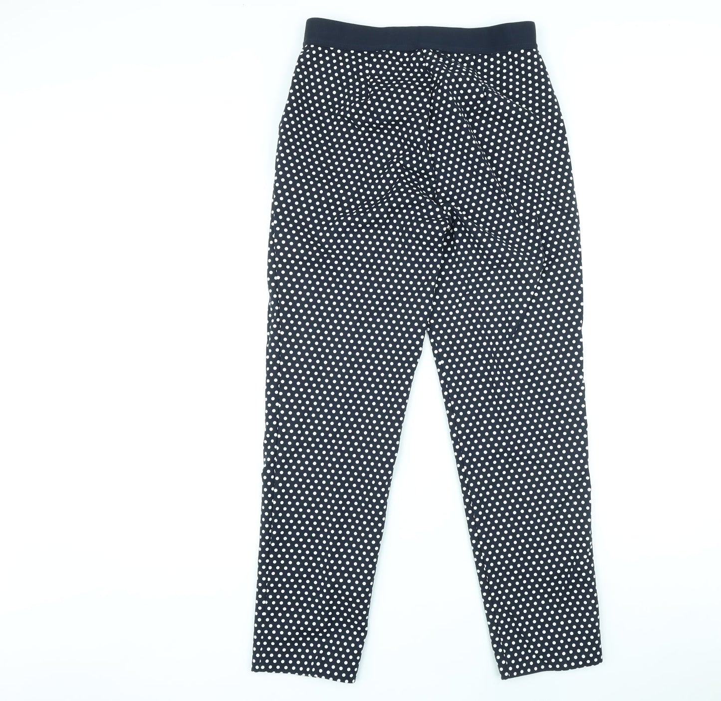 Marks and Spencer Womens Black Polka Dot Cotton Trousers Size 10 L26 in Regular Zip