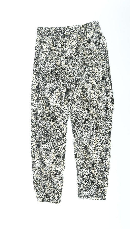 Marks and Spencer Womens Brown Animal Print Viscose Sweatpants Trousers Size 8 L27 in Regular - Leopard Print