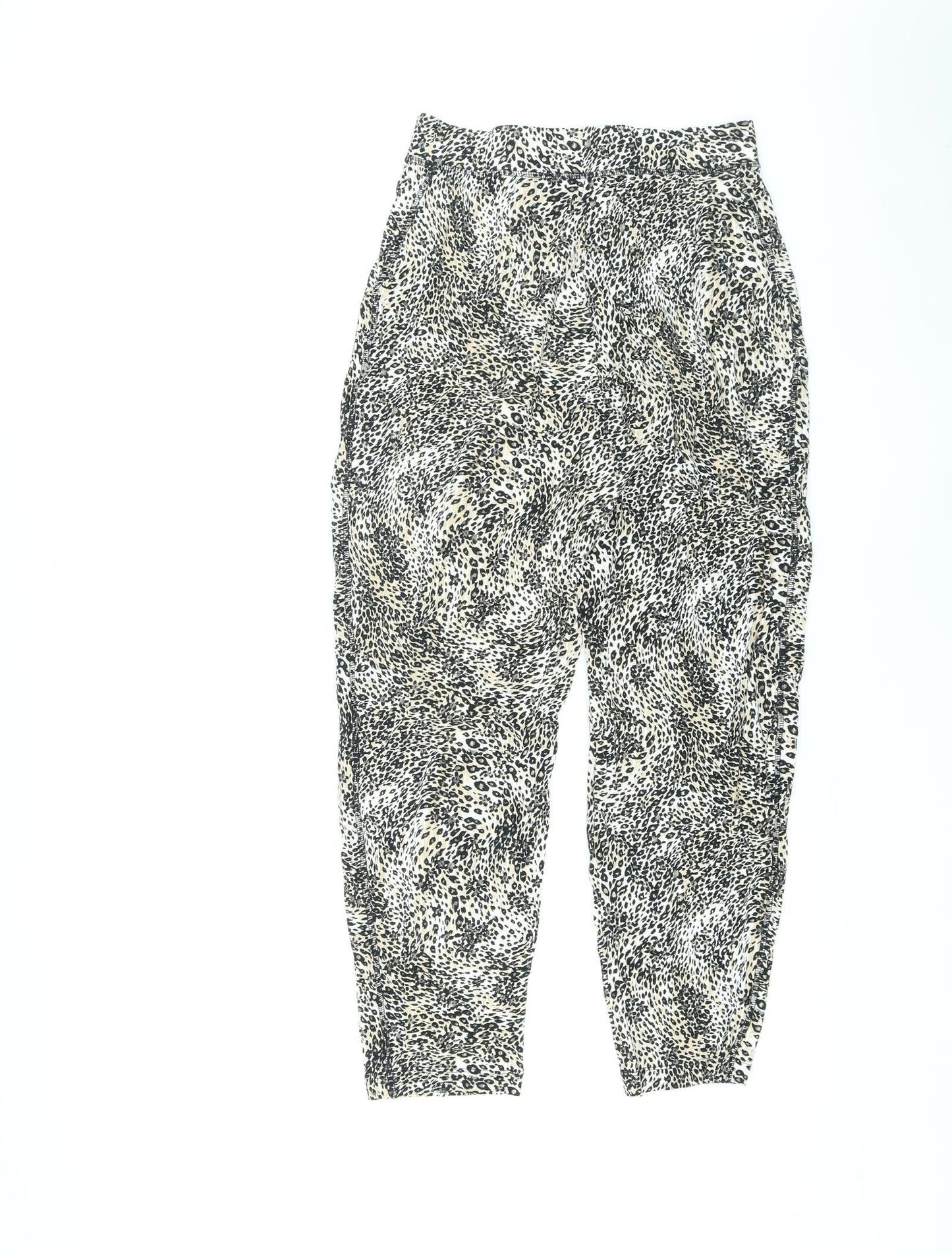 Marks and Spencer Womens Brown Animal Print Viscose Sweatpants Trousers Size 8 L27 in Regular - Leopard Print