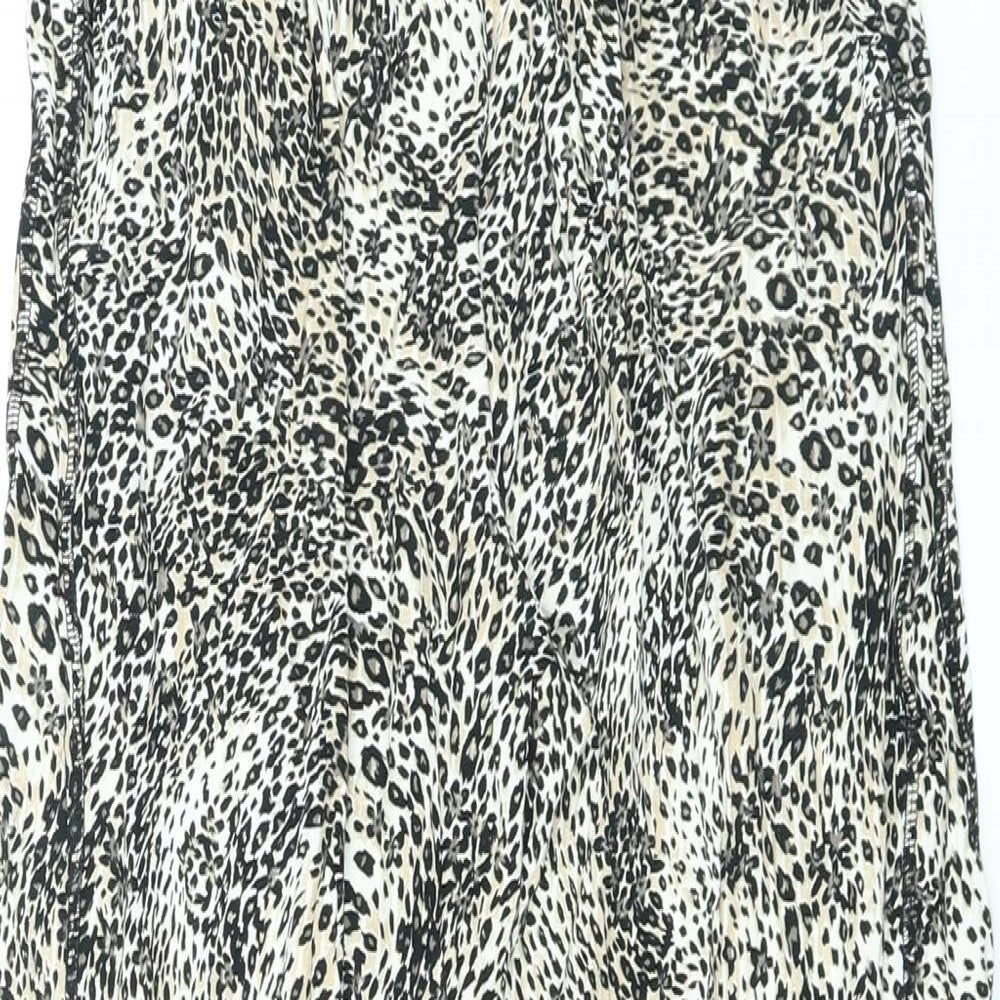 Marks and Spencer Womens Brown Animal Print Viscose Sweatpants Trousers Size 8 L27 in Regular - Leopard Print