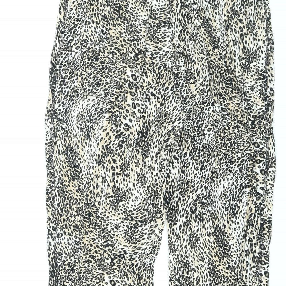 Marks and Spencer Womens Brown Animal Print Viscose Sweatpants Trousers Size 8 L27 in Regular - Leopard Print