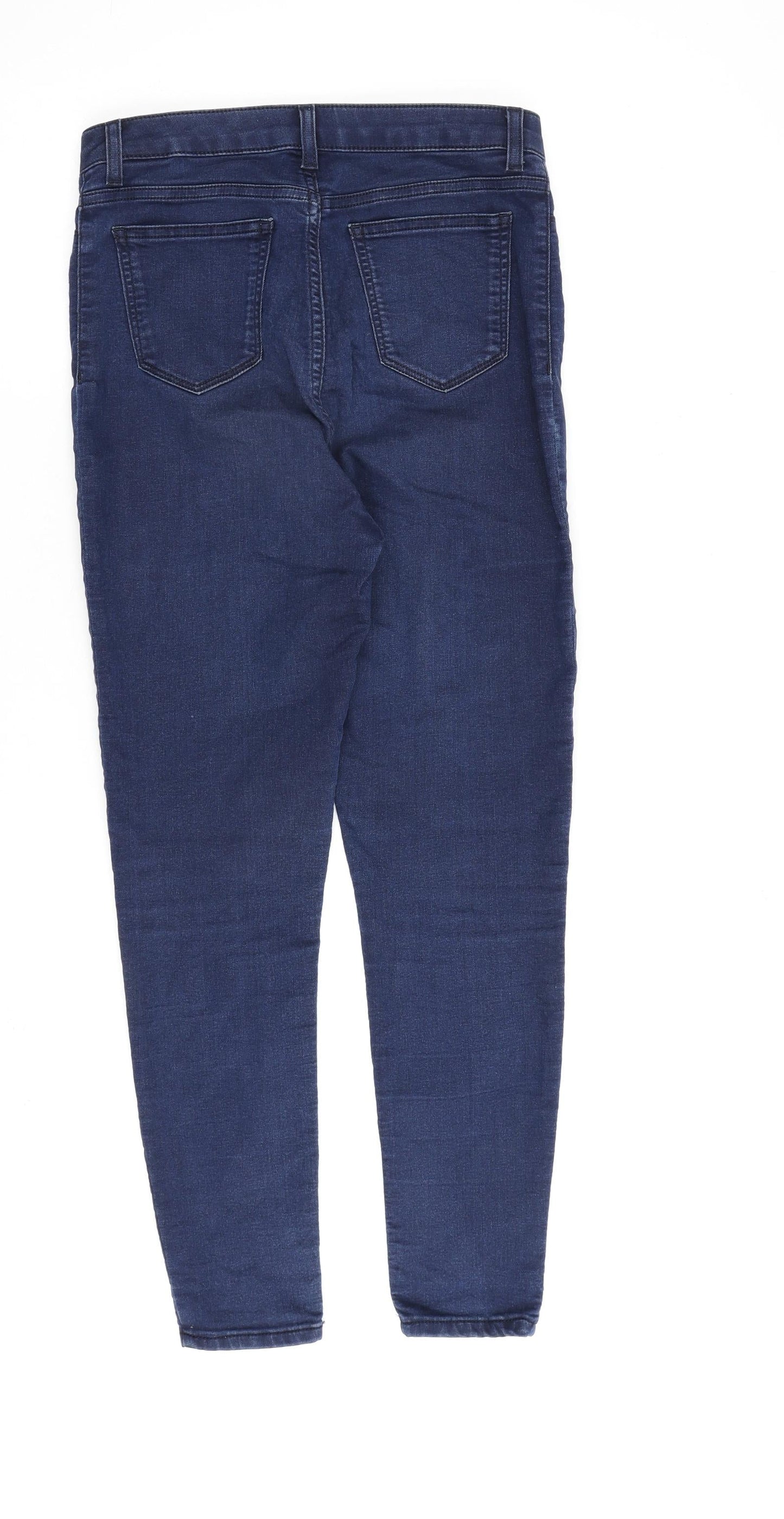 Marks and Spencer Womens Blue Cotton Skinny Jeans Size 12 L27 in Regular Zip
